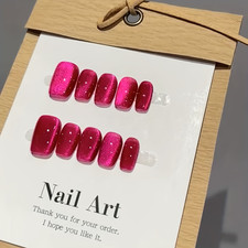 10pcs Dragon Fruit Color Cat Eye Press on Nails