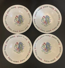 Vintage Century Stoneware Sunrise Rooster 7-1/8" Cereal/Soup Bowls - Set of 4