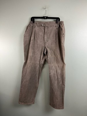LL Bean Greenish Brown USA Made Pants 100% Cotton 38 x 30 Cotton Elastic *Fading