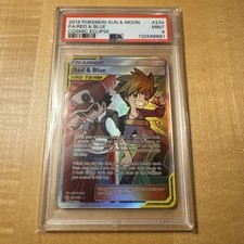 PSA 9 MINT 💎Pokemon Red 🔴 & Blue 🔵 Cosmic Eclipse Tag Team Trainer 234/236 🔥 on eBay