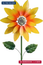 Outdoor Wind Spinner, 61" Metal Sunflower Wind Spinner with Stake, 360