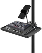 BILIONE Mic Stand Tray with Gooseneck Phone Holder, 10.6" X 7.8" Black