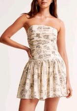 Abercrombie & Fitch Emerson Drop Waist Mini Strapless Dress Travel Cafe Medium