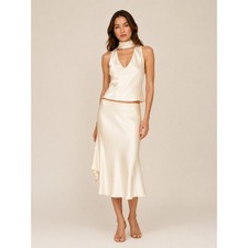 Reformation Pomelle Silk Two Piece Almond M