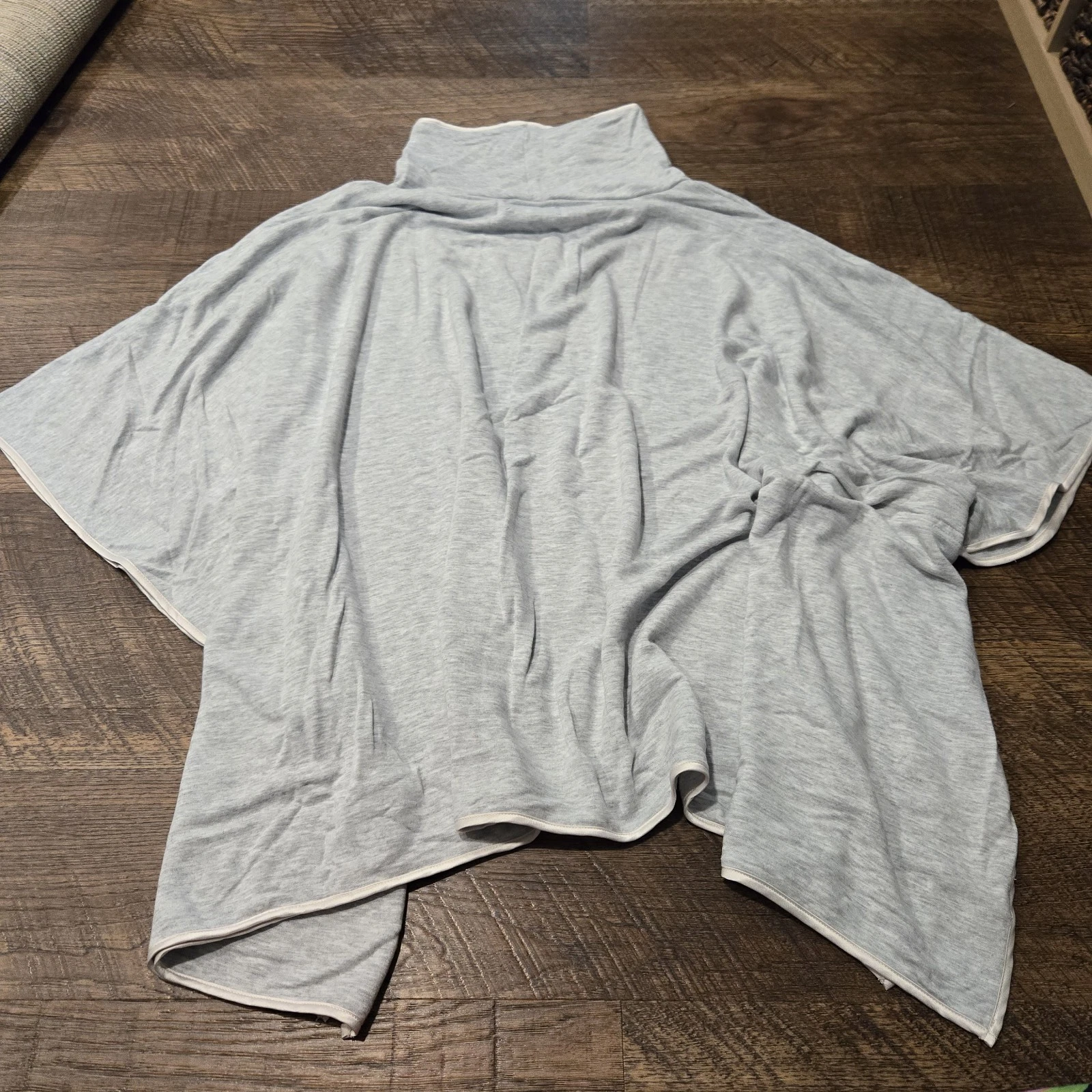 Lou & Grey Gray Mock Neck Poncho Jersey Knit Lightweight Loose Casual Work XS S