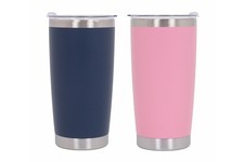 2x Thermos Tazza Termica Acciaio Inox 304 Coperchio Doppia Parete 590m Rosa Blu