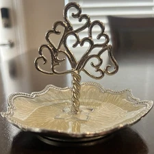 Cynthia Rowley New York,  Trinket/Jewelry Dish Enameled Sage, HEARTS