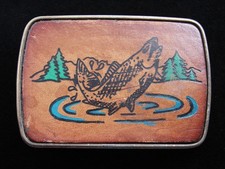 RE15123 VINTAGE 1970s  LARGE MOUTH BASS  FISHING COMMEMORATIVE BELT BUCKLE