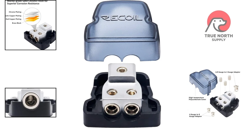 Compact 2 Way Power Distribution Block: 1 X 0/2/4 Gauge In & 2 X 4/8 Gauge Out - Image 2 of 4