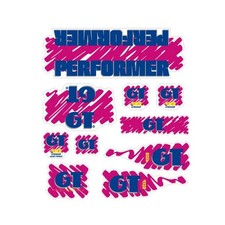 1988 GT BMX - Performer decal set for Chrome or White frame - on Clear