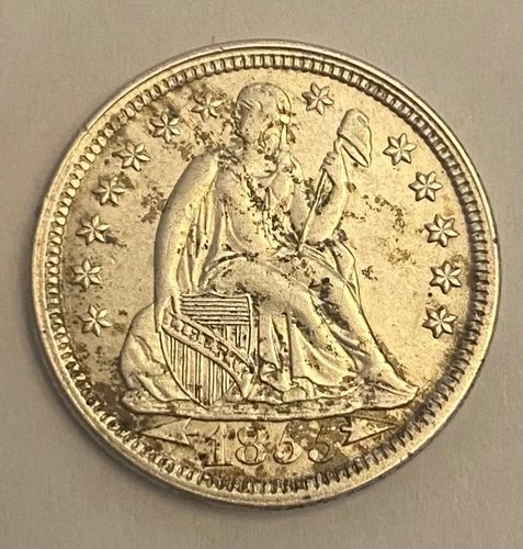 1855 Seated liberty Dime Au++ album toning