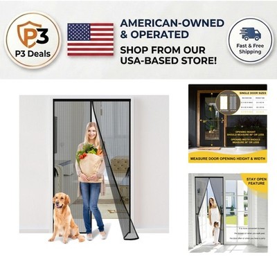 Magnetic Screen Door 30x80 Inch - Heavy Duty Mesh Keeps Bugs Out, Hands Free