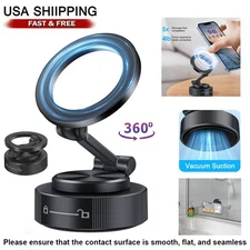 360° Adjustable Magnetic Vacuum Suction Cup Car Phone Holder Mount for MagSafe