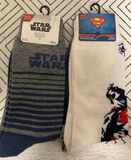 DC Superman Disney Star Wars 2- Pair Socks Size 6-12 LOT OF 2