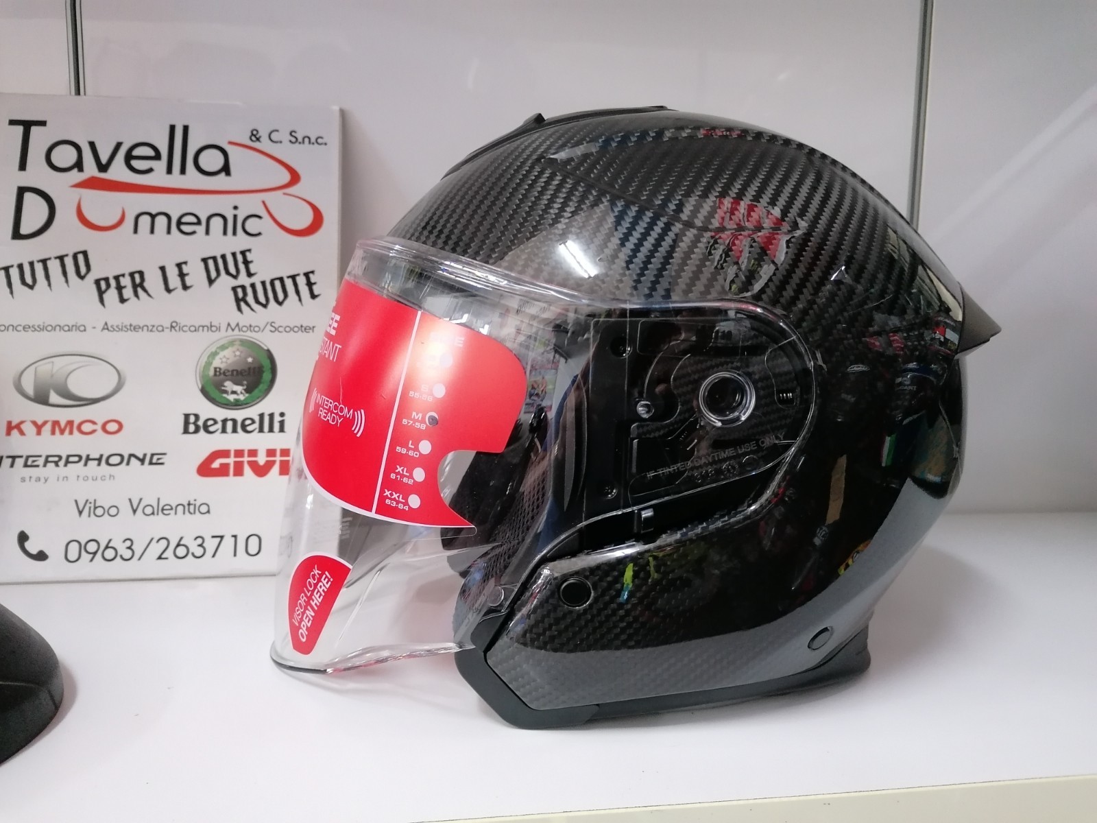 Casco Moto Jet Caberg Flyon II Carbon Lucido Taglia M