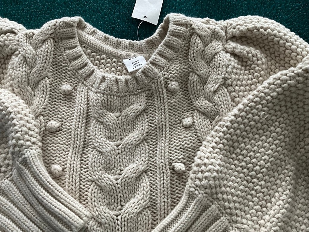 Baby Gap 5 Years Girl Blue Cable Knit Sweater Pullover crew neck image 3