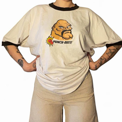 80 s graphic T-shirt Punch-Out!! Mr. Sandman White/Black Ringer Graphic