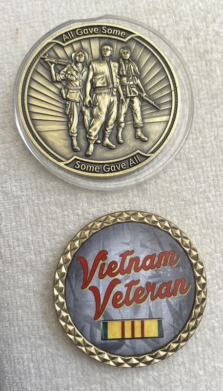 2 Vietnam Challenge Coins-All Gave  Some-Some Gave All Memorial +Vietnam Veteran
