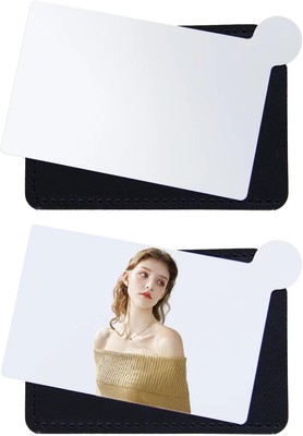 2 Pcs Pocket Mirror, Stainless Steel Makeup Mirrors Credit Card Mirror Black 