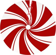 36 Inch Red Swirl Christmas Tree Skirt Sweet Candy Cane Red and White Ornaments