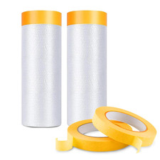 Pre-Taped Masking Film for Painting 59Inx65Ft Plastic Painters Sheeting Tape and