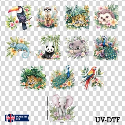12 Mix Tiere UV DTF Tasse Aufkleber Zum Selbermachen Libbey Glas Aufkleber Mix eas255