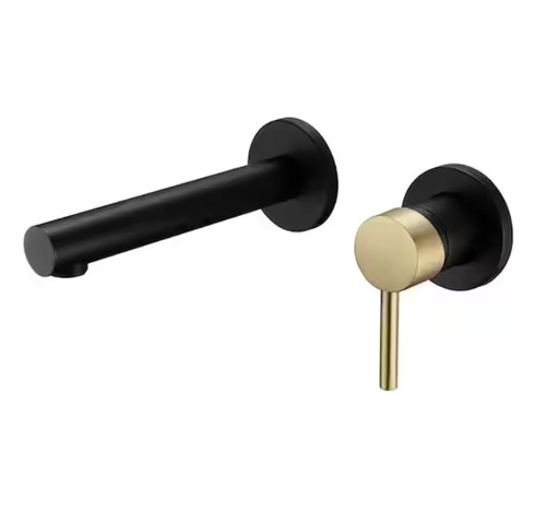 Sumerain Single-Handle Wall Mounted Faucet with Rough in Valve Black/Gold READ