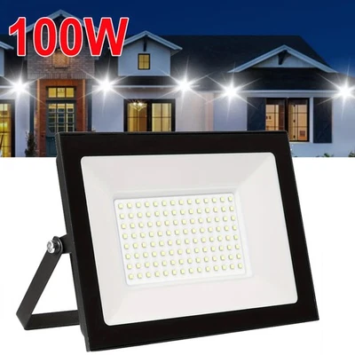 CERBIUT 100W Watt LED Flood Light Garden Outdoor Lamp Yard Security Spotlight Cool White