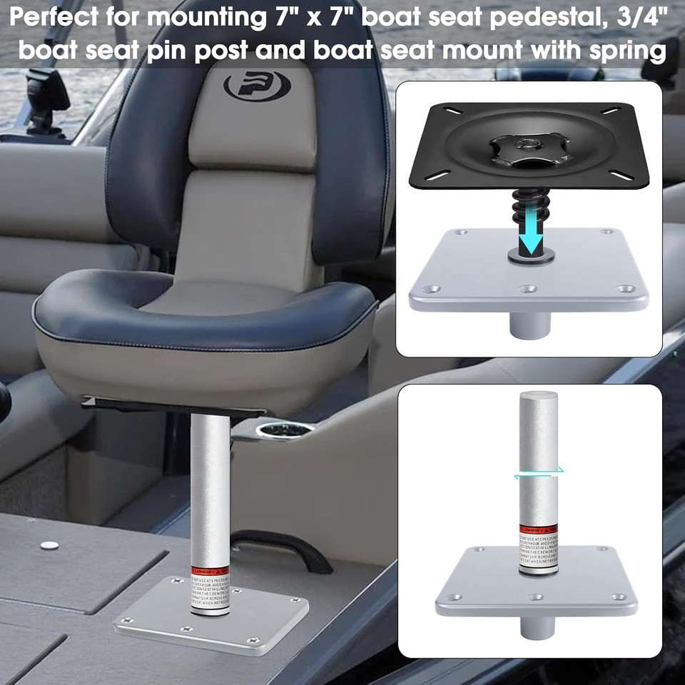 Boat Seat Pedestal Base Mount Kit Package with Lock in 11 inch, silver ...