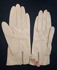 Grandoe Italian Luxury Women's Gloves White Cream Silk Faced Size 6.5 Leather
