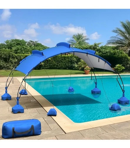 Pool Canopy, Beach Shade Canopy with UV Block & Waterproof, Steel and Aluminu...