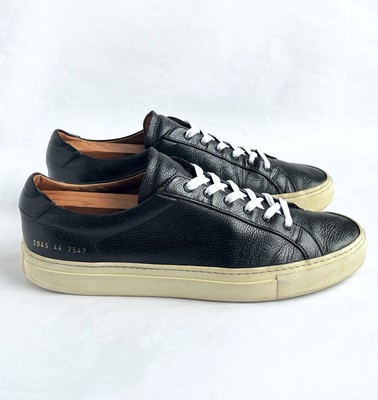 Common Projects ❖ Achilles Low Premium Black Full Grain Leather Sneakers  2045 44