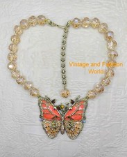 Last Stock Heidi Daus "Madam Magnificence" Butterfly Crystal Necklace Nude