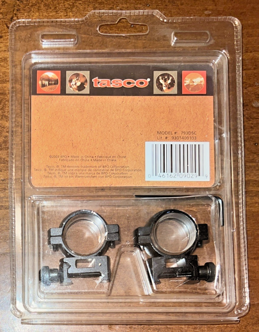 Tasco Scope High Centerfire Matte Rings - Part 793DSC - New - Free