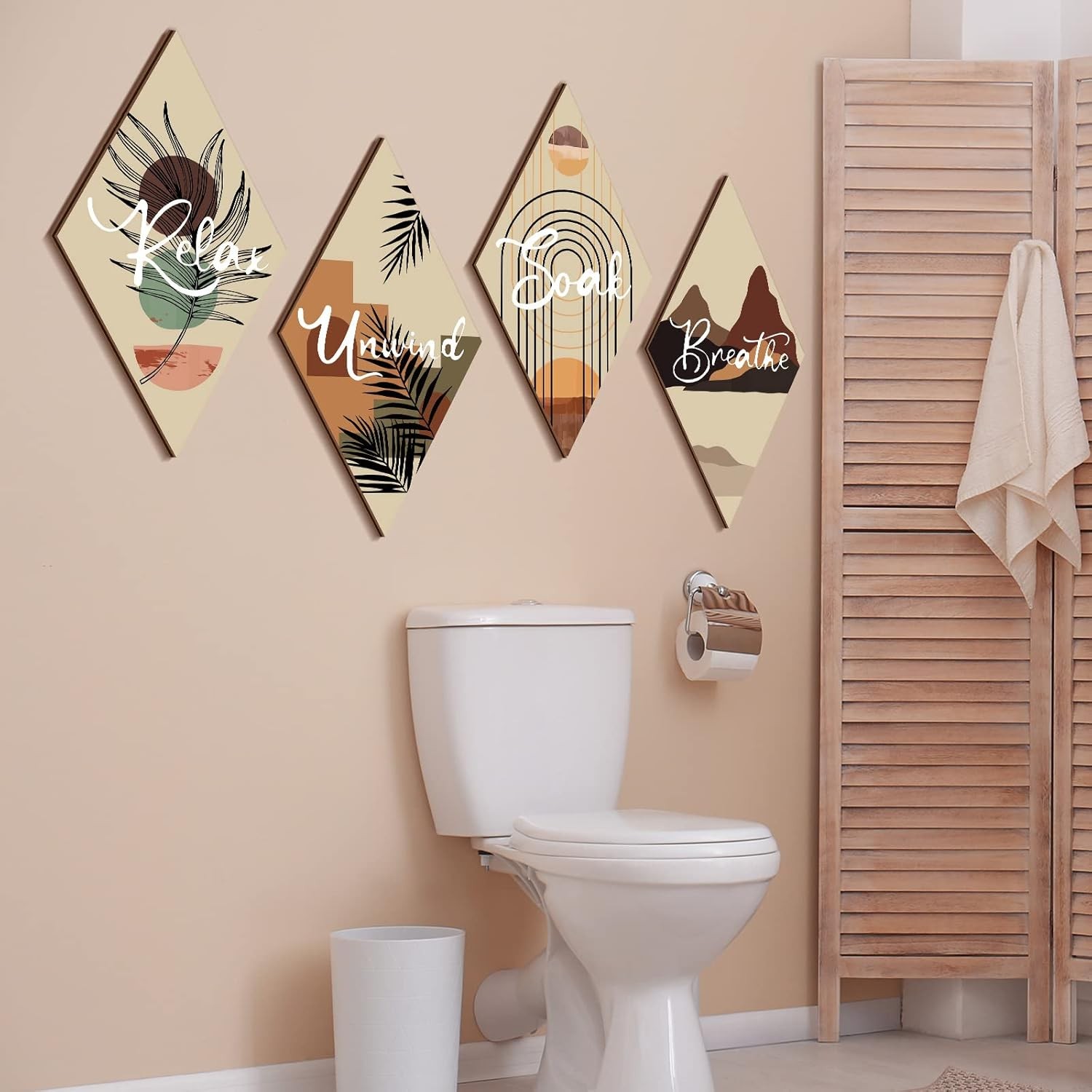FairySandy 4 Pcs Bathroom Wall Art Restroom Decor Rustic Decor... 