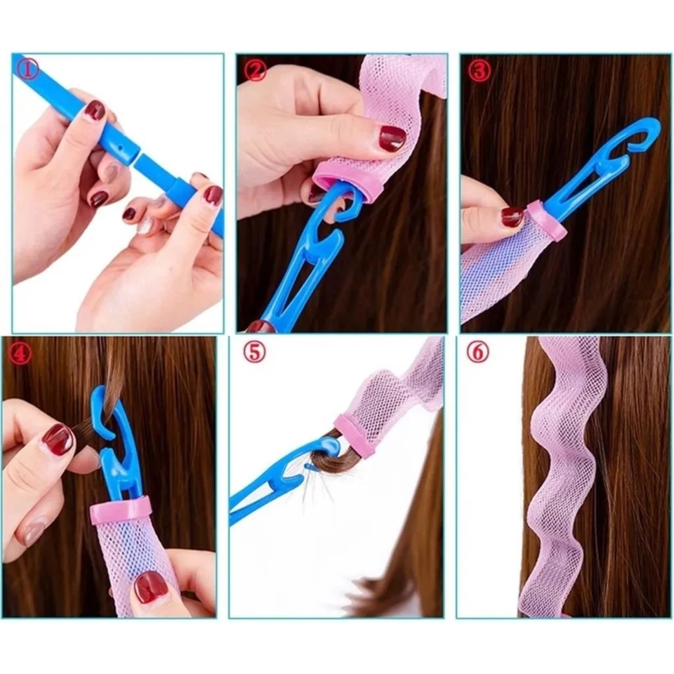 Spiral Lockenwickler Set Spiralwickler Spirallocken mit Styling Haken 18 Stück - Bild 3 von 4