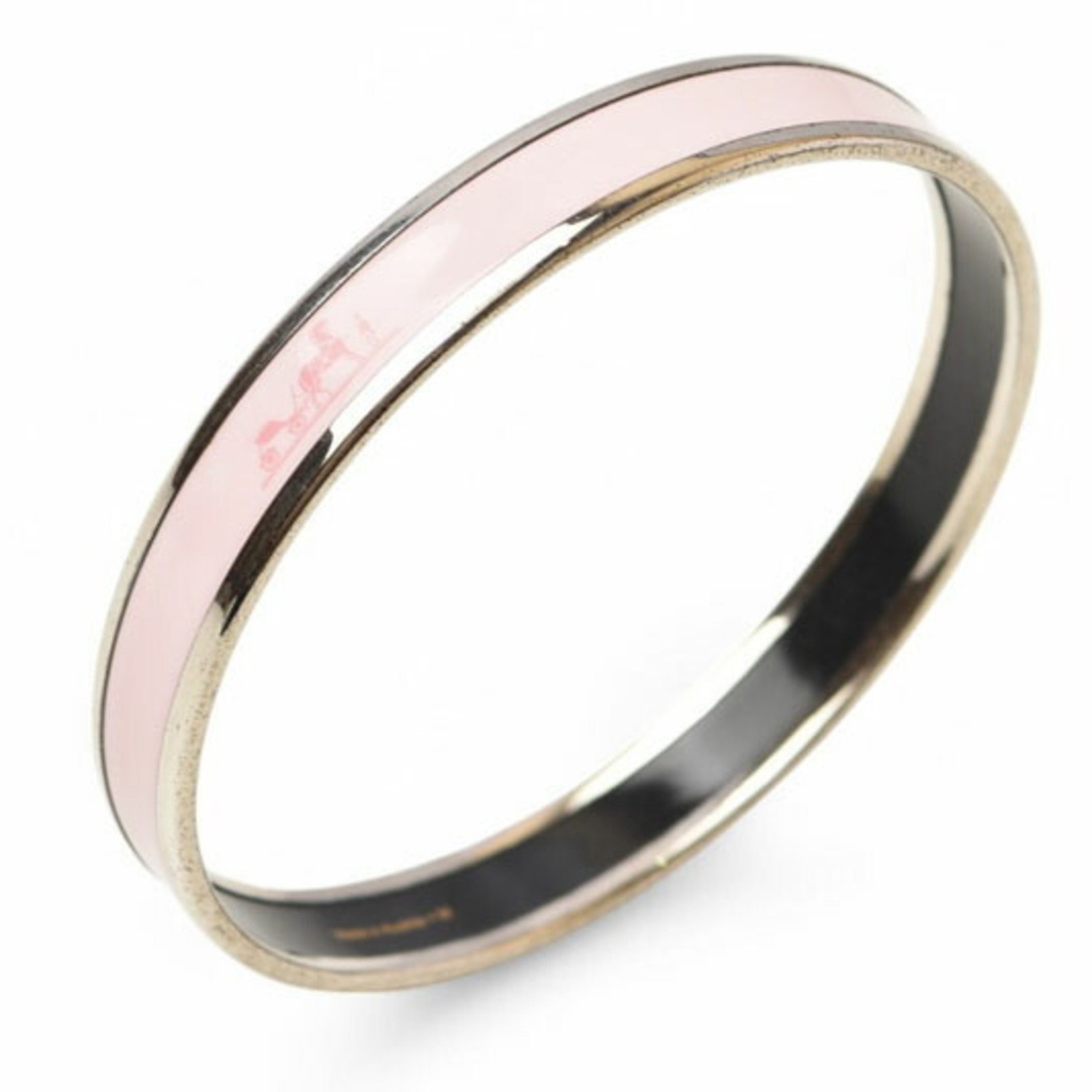 Hermes Enamel Caleche Light Pink Silver Bangle Bracelet PM GZl17x2i-image