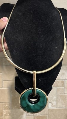 Vintage Modernist Necklace Chicos Faux Malachite Fantastic