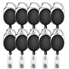 able ID Badge Reels, 10pcs Lanyard Clips With Carabiner, Black