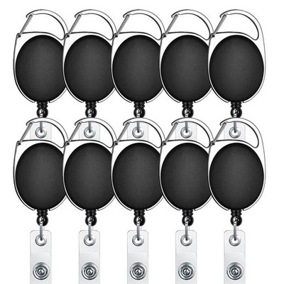 able ID Badge Reels, 10pcs Lanyard Clips With Carabiner, Black