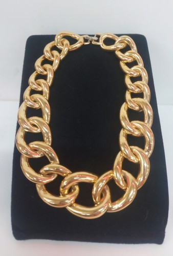 Collana vintage maglia grossa girocollo tono oro 17" - Foto 14 di 14