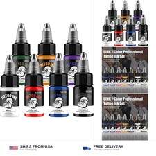 UINK 7 Colors Tattoo Ink Set -0.65oz/20ml Long Lasting Body Art Inks