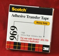 Scotch® ATG Adhesive Transfer Tape 969 Clear 1/2 in x 18 yd Heavy Duty USA