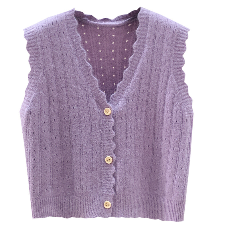 Lady Knitted Cardigan Vest Gilet Sleeveless Sweater Jumper