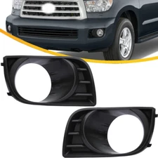 Right & Left Black Fog Light Lamp Bezel Cover Trim For 2008-2017 Toyota Sequoia