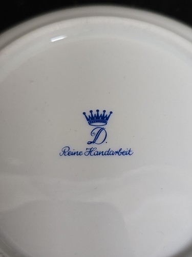 Baratija de porcelana vintage Holly Hobbie Dresden plato del tesoro adorno dorado Sarah Kay - Imagen 7 de 7