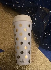 KATE SPADE GOLD POLKA DOT Coffee Tumbler LUX ...