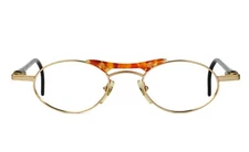 Unisex Club LA 6209 Double Bridge Small Oval Gold 48/21 Eyeglasses 90s Austria