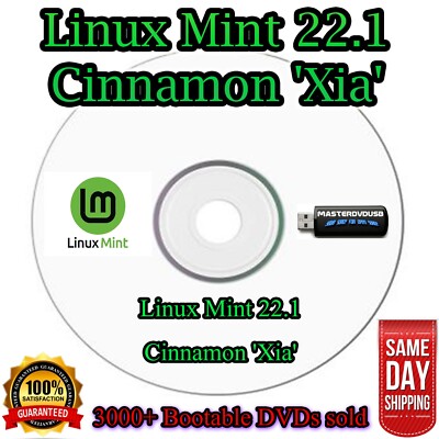 Linux Mint 22.1 Cinnamon 'Xia' Bootable DVD   Laser Printed Label, Same-Day CALI
