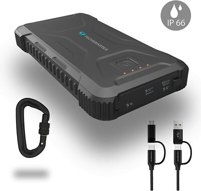 Techsmarter 20000mah Rugged & Waterproof 18W USB-C Portable Charger Power Bank
